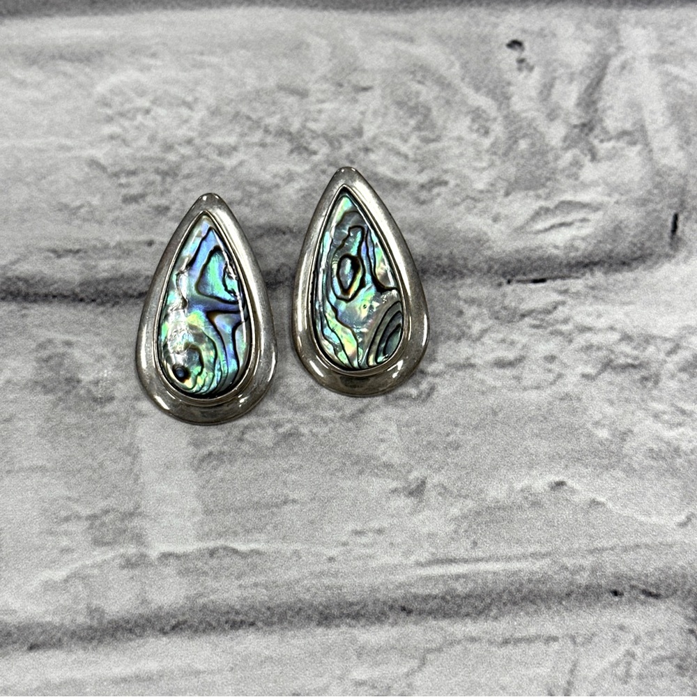 Sterling silver and Abalone, one and a half inch earrings